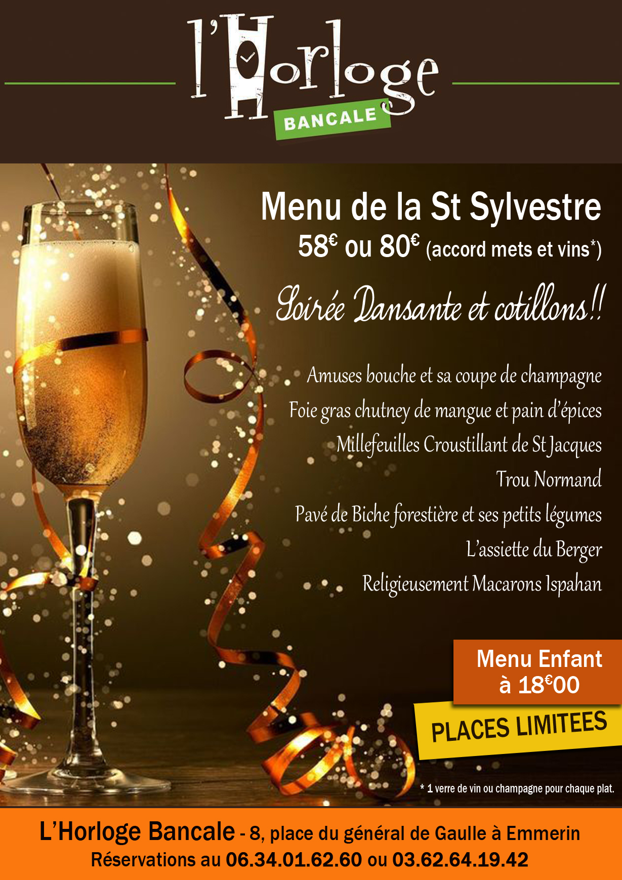 Menu de la saint Sylvestre Horloge Bancale